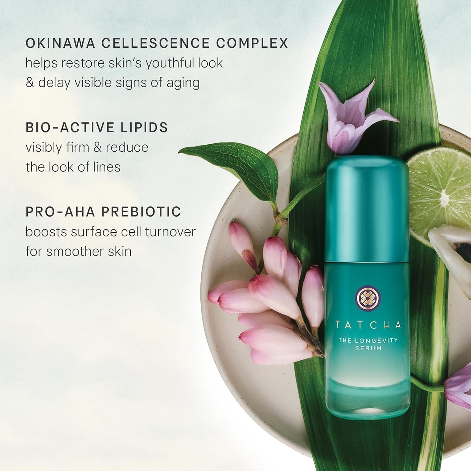 image:imageTATCHA The Longevity Serum Skin Strengthening Treatment Delays Visible Signs of Aging amp Boost Cellular Resilience with Okinawa Cellescence Complex BioActive Lipids and ProAHA Prebiotic