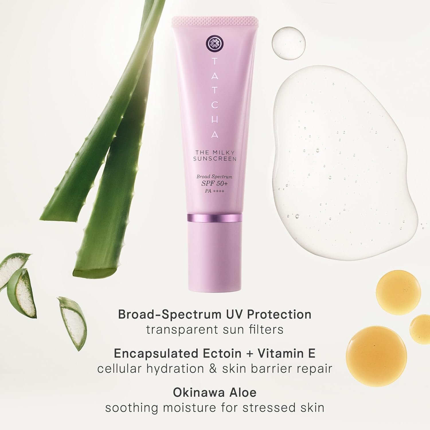 image:imageTATCHA The Milky Sunscreen Broad Spectrum SPF 50 PA Daily LightWeight Sun Protection with No White Cast Visible Sun Damage Correction for All Skin Types with Ectoin Vitamin E and Aloe