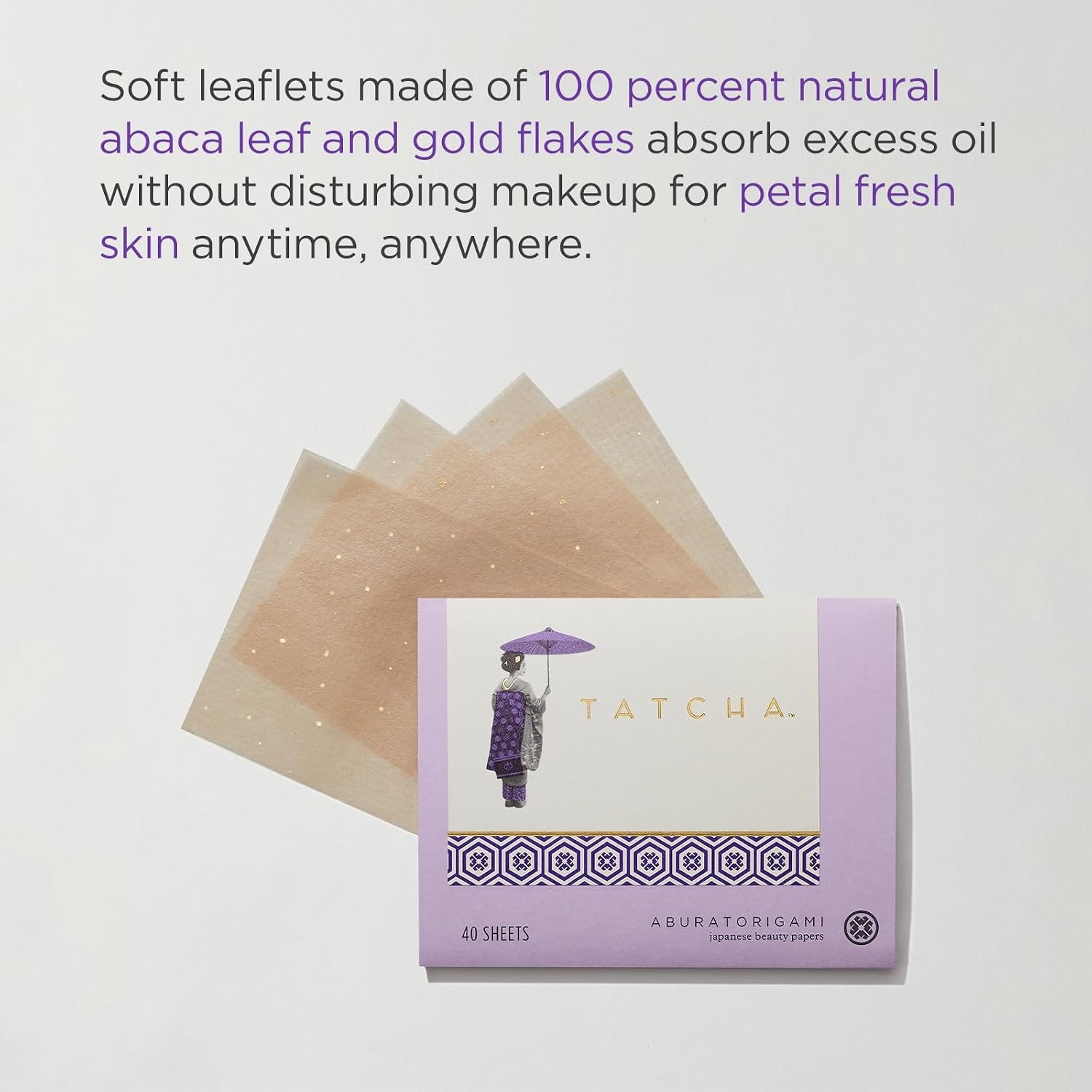 image:imageTatcha Aburatorigami Blotting Papers 100 Natural Abaca Leaf amp Gold Flakes Absorb Excess Oil 40 Pack40 Count Pack of 1