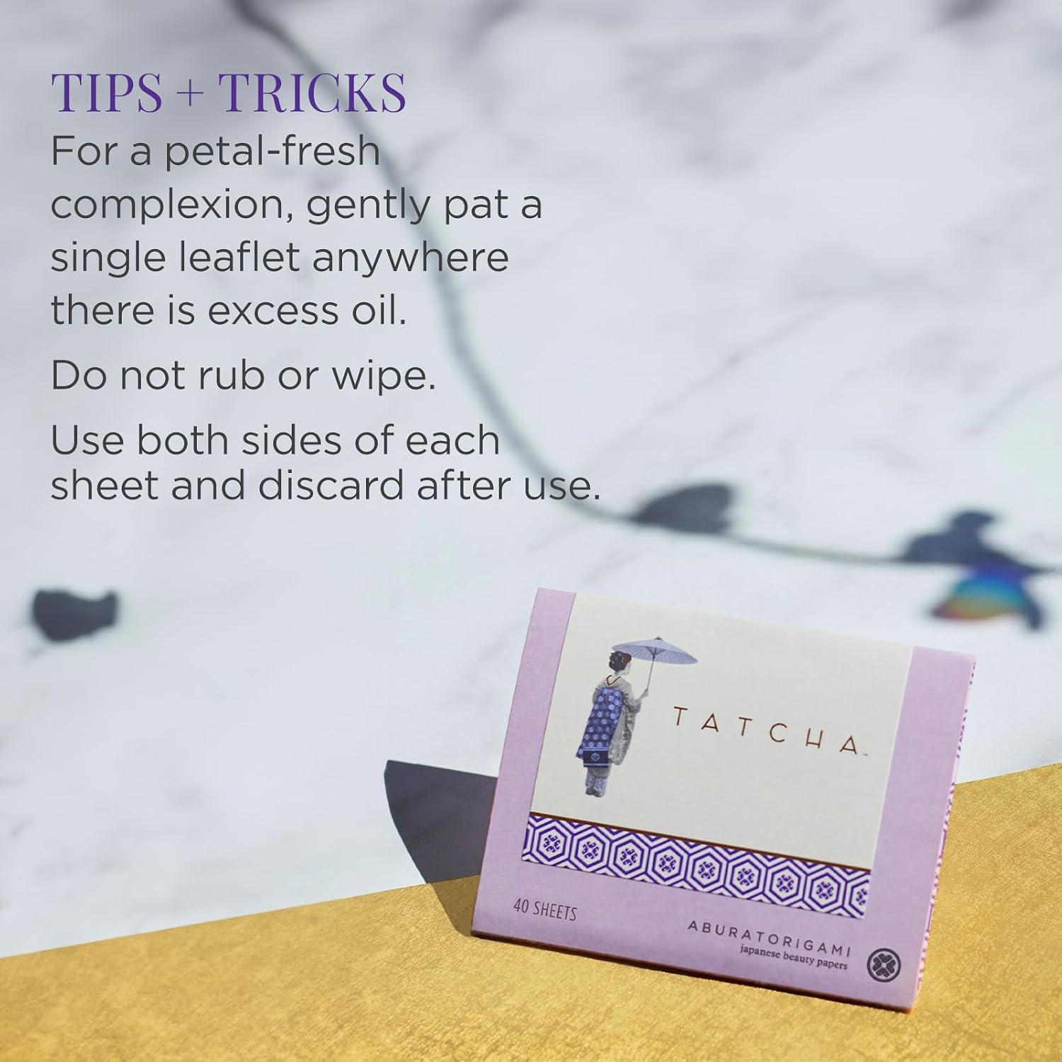 image:imageTatcha Aburatorigami Blotting Papers 100 Natural Abaca Leaf amp Gold Flakes Absorb Excess Oil 40 Pack40 Count Pack of 1