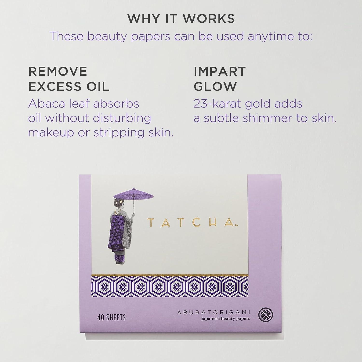 image:imageTatcha Aburatorigami Blotting Papers 100 Natural Abaca Leaf amp Gold Flakes Absorb Excess Oil 40 Pack40 Count Pack of 1